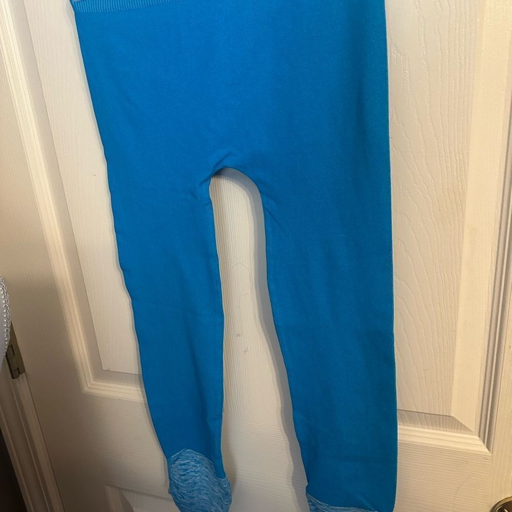 NikiBiki Blue Leggings with Textured Cuffs blue onesize NEW NoTags